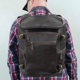 Ciemnobrązowy Plecak Vintage Skórzany na Laptopa 15,6 Belveder BL075 - 3