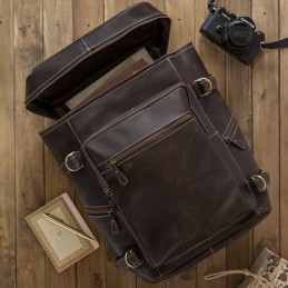 Ciemnobrązowy Plecak Vintage Skórzany na Laptopa 15,6 Belveder BL075 - 4