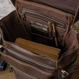 Ciemnobrązowy Plecak Vintage Skórzany na Laptopa 15,6 Belveder BL075 - 5