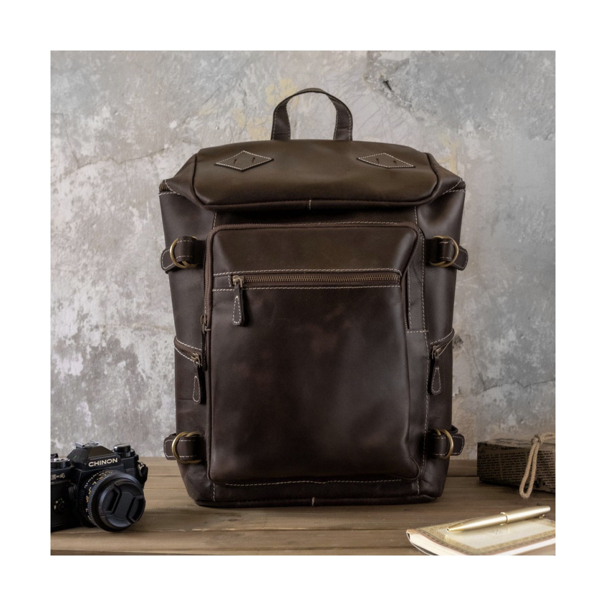 Ciemnobrązowy Plecak Vintage Skórzany na Laptopa 15,6 Belveder BL075
