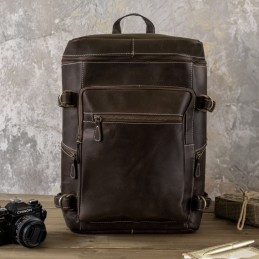 Ciemnobrązowy Plecak Vintage Skórzany na Laptopa 15,6 Belveder BL075 - 2