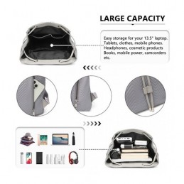 Szary Elegancki Plecak Damski z Materiału Pikowany Flossy - 8