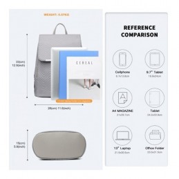 Szary Elegancki Plecak Damski z Materiału Pikowany Flossy - 10