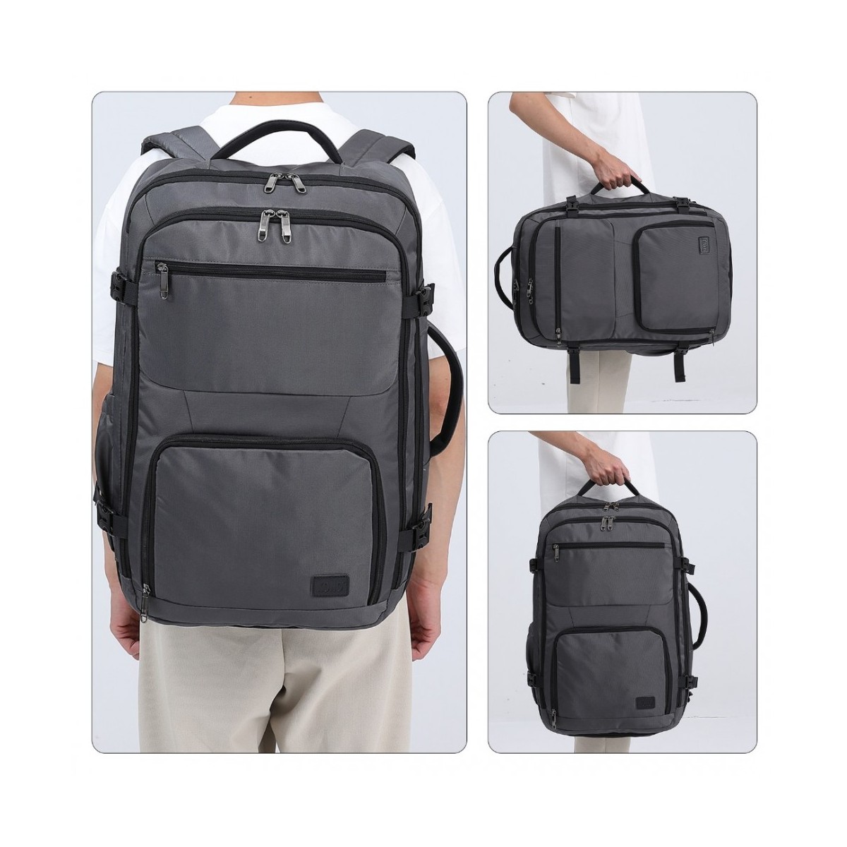 Duży Plecak do Samolotu 55x40x20 Szary Bagaż Podręczny 40L Flex Duży Plecak do Samolotu 55x40x20 Szary Bagaż Podręczny 40L Flex