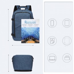 Niebieski Plecak do Samolotu 40x30x20 Ryanair Podróżny Mały 20L Kono Expander - 13