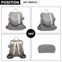 Elegancki szary Torebko Plecak Damski 2w1 z materiału Polini - 10
