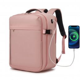 Pudrowy róż elegancki Plecak do samolotu Ryanair 40x30x20 z USB Rosso PK - 1