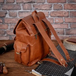 Brązowy Plecak Skórzany z Kieszeniami do Pracy Vintage retro Belveder B-BP1G - 8