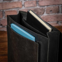 Czarny Tornister Skórzany Vintage Damski prostokątny na Laptopa 15,6 DR89 - 4