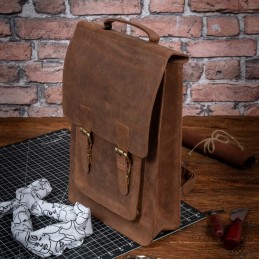 Brązowy Tornister Skórzany Vintage Damski prostokątny na Laptopa 15,6 DR89 - 7