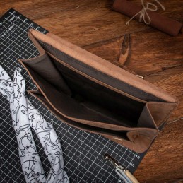 Brązowy Tornister Skórzany Vintage Damski prostokątny na Laptopa 15,6 DR89 - 5
