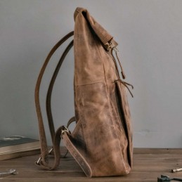 Brązowy Duży Plecak na Laptopa 15,6 gruba Skóra Naturalna Belveder BP145 - 6